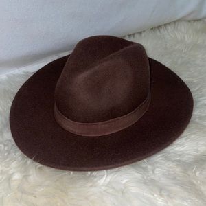 Brown wide brim wool hat